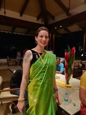 Women’s Green sari and skirt